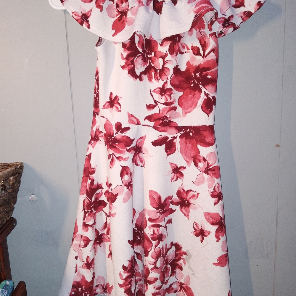 aloha rose dress, red and white flowers, very cute